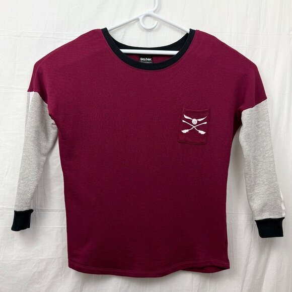 Harry Potter Quidditch 2-Tone Jersey Unisex M Pocket Sweatshirt Maroon Gray - Picture 1 of 8